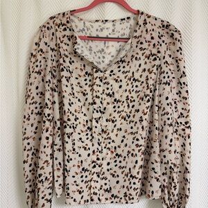 Leopard Print Button-Up Blouse